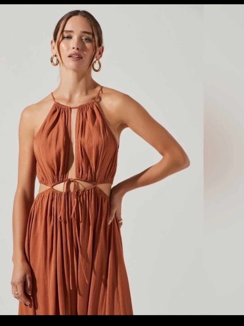 Astr The Label Rust-Brown Halter Maxi Dress - Picture 2 of 9